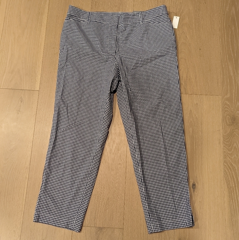 Talbots Navy and White Gingham Capri's